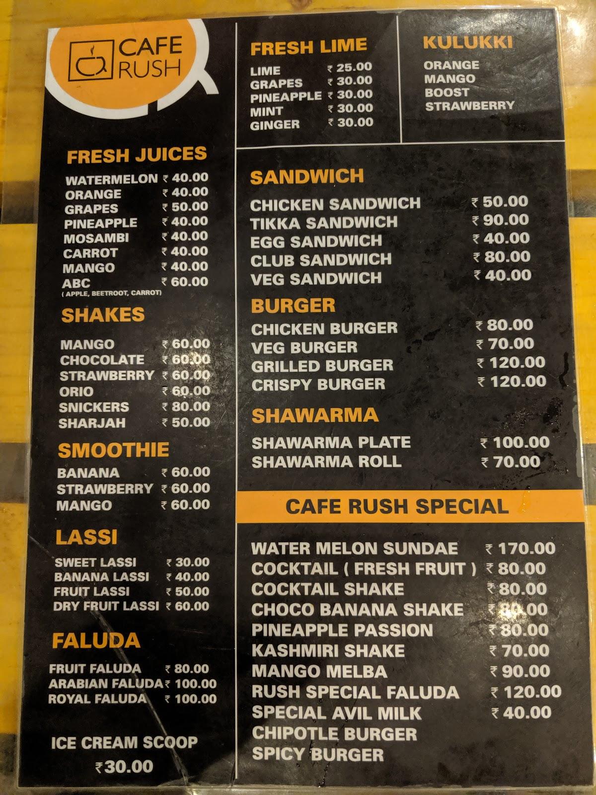 CAFE RUSH menu